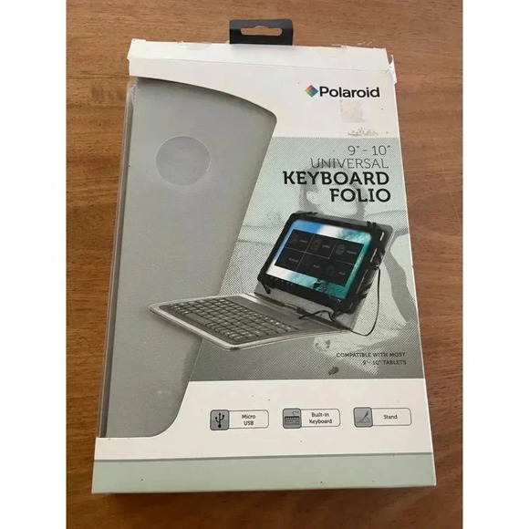 Polaroid 9-10" Universal Keyboard Folio for Tablets - Picture 1 of 9